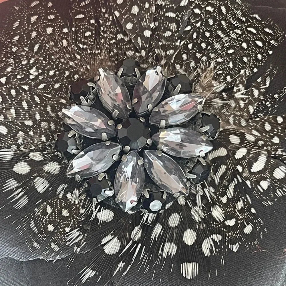 Beautiful Large Feather and Rhinestone Brooch NWOT